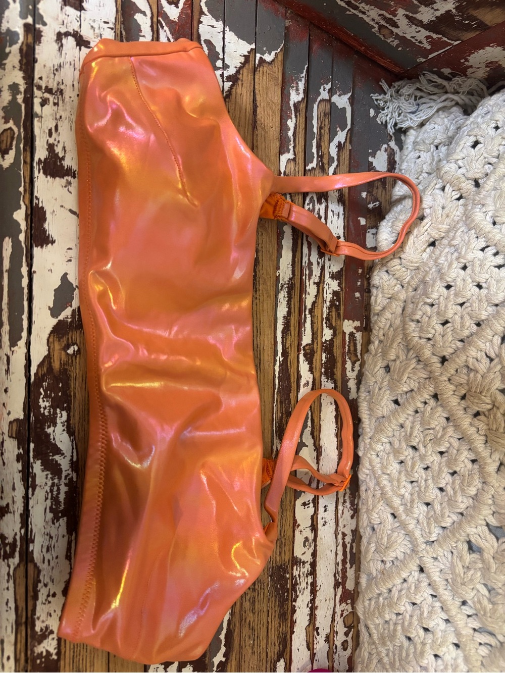 Holographic Orange Bandeau swim Bralette - Women Intimates